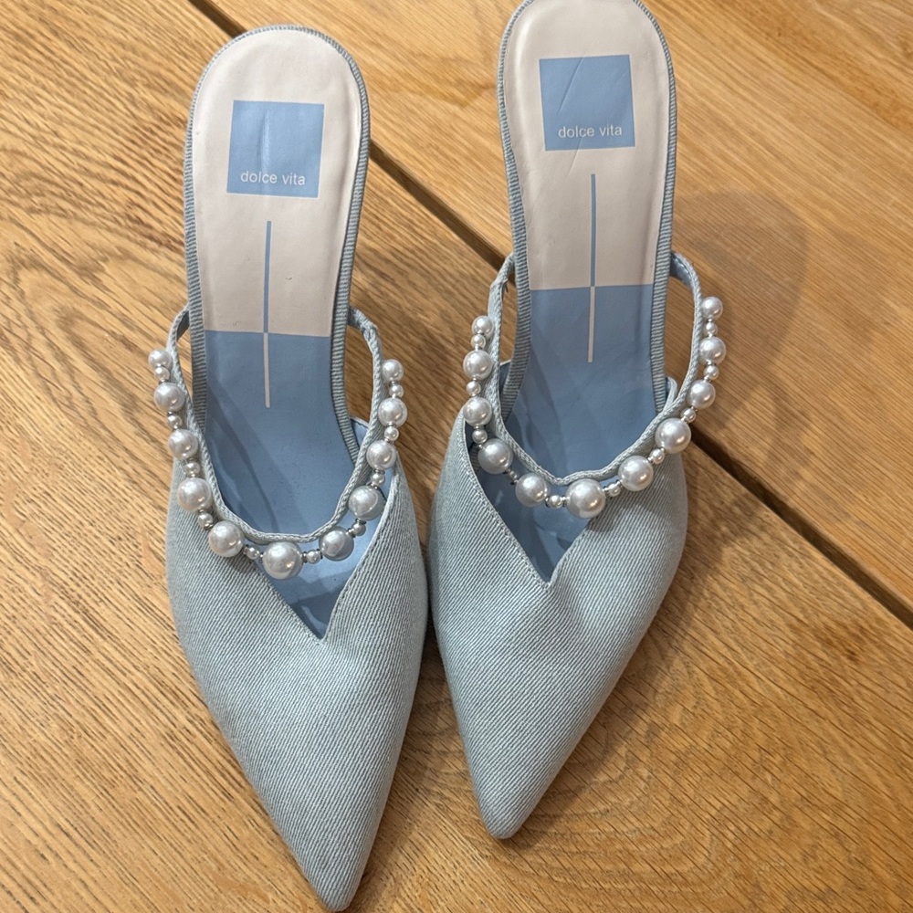 Dolce Vita Light Blue Heels with Pearl Accents